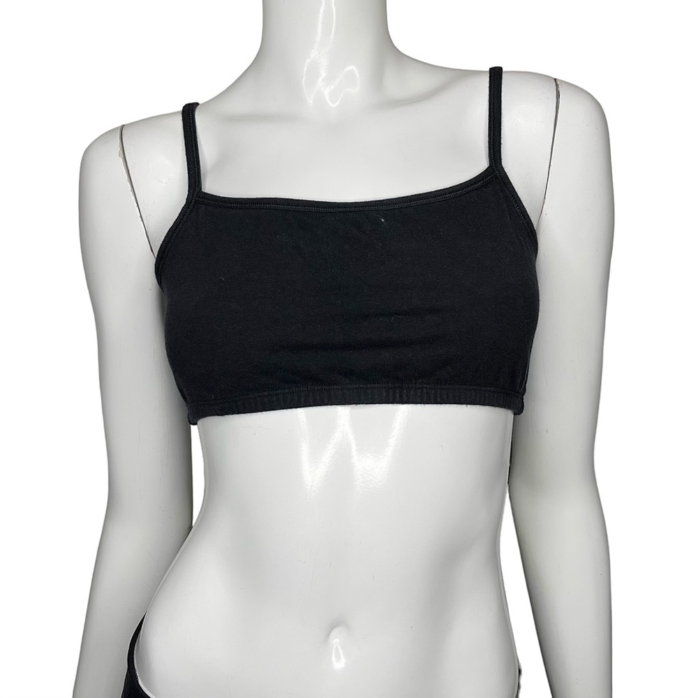 🤑 5/$25 Fruit Of The Loom Cropped Spaghetti Strap Black Crop Top